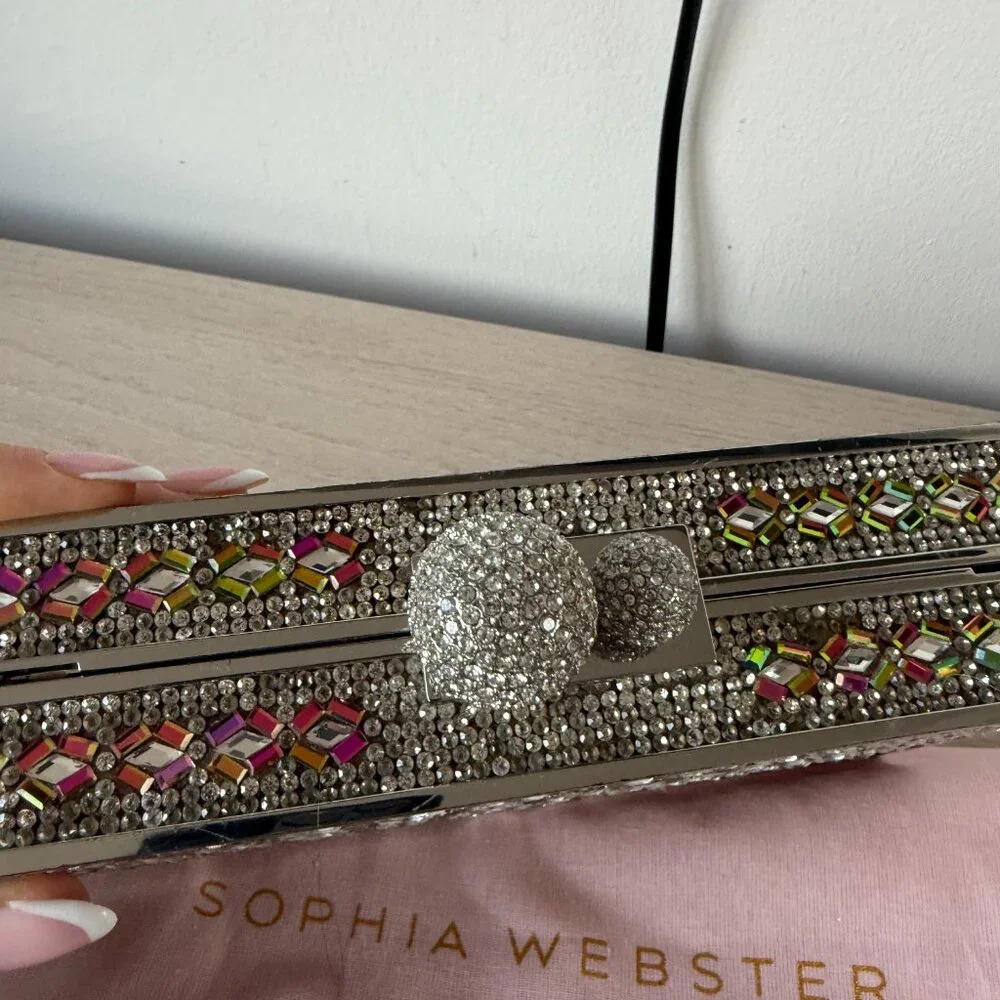 Sophia Webster Clara Clutch Box Bag Crystal Embellished - Picture 10 of 14